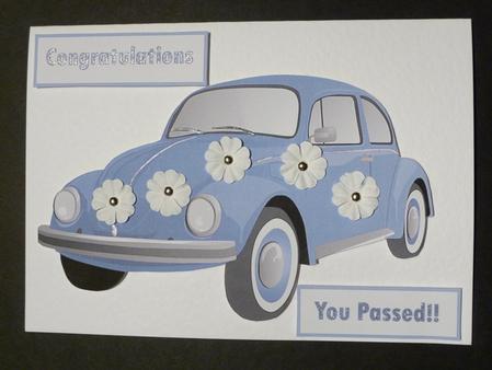 Ice Blue Hippy Herbie Shaped Card by Lynn Butters