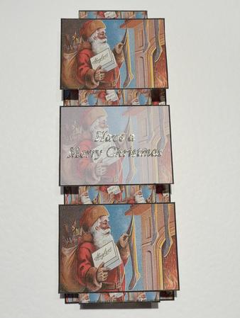 Santas Here 3 Panel Fold Back Card by Lynn Butters