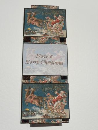 Flying Santa 3 Panel Fold Back Card by Lynn Butters