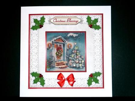 A Christmas Welcome Pyramid Card Front by Lynn Butters
