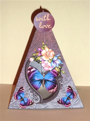 Bronze Floral Triangle-dangle with Butterflies by Lynn Butters
