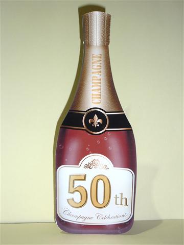 Large Dl 50th Champagne Bottle Shaped Card by Lynn Butters