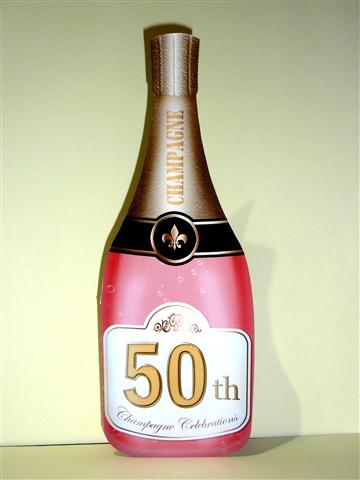 Large Dl 50th Champagne Bottle Shaped Card by Lynn Butters