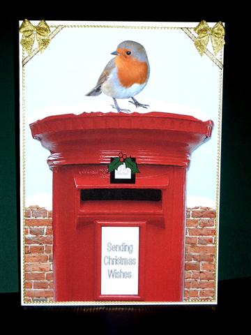 Christmas Robin on a Post Box 3D Decoupage by Lynn Butters