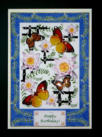 Oriental Butterfly Dreams & Waterlily Decoupage Card Sheet 1 by Lynn Butters