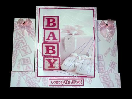 New Baby Girl Stagger Fold Backing Card by Lynn Butters