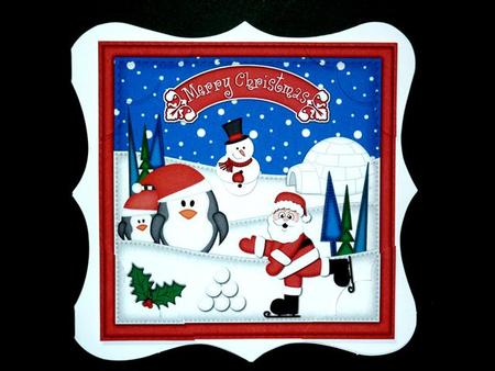 8 x 8 Xmas Friends Scalloped Corner Topper by Lynn Butters
