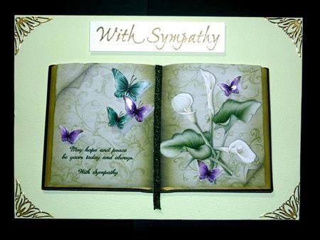 Lillies and Butterflies Sympathy Open Book Sheet by Lynn Butters