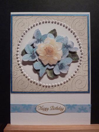 Flowers & Pearls Quick Card with Decoupage by Lynn Butters
