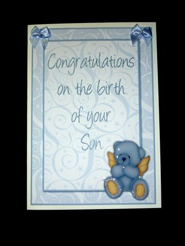 Baby Boy Angel Teddy Quick Card by Lynn Butters