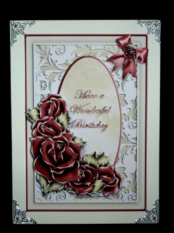 Shimmering Roses Birthday Card Front by Lynn Butters