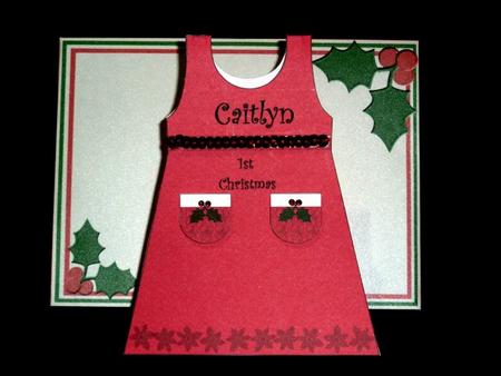 Little Red Christmas Dress Shaped Card with Insert and Box by Lynn Butters