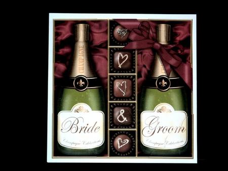 8 x 8 Bride & Groom Champers N Chocs Scalloped Corner Topper by Lynn Butters