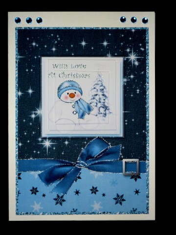Snowman & Christmas Tree - Blue by Lynn Butters