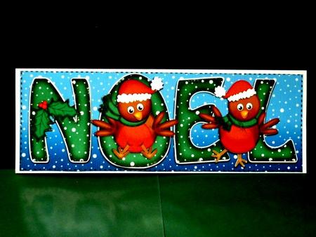 Large Dl Xmas Noel with Robins Quick Card with 3D Decoupage by Lynn Butters