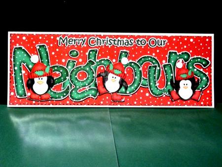 Large Dl Xmas Neighbours with Penguins Quick Card Decoupage by Lynn Butters