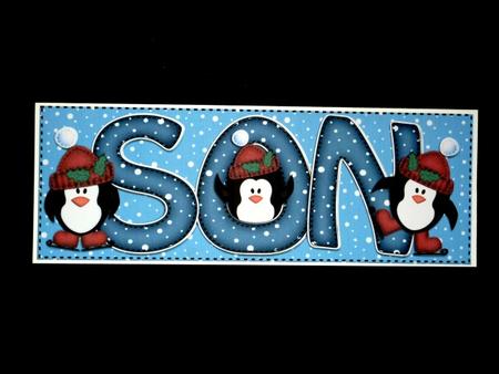 Large Dl Xmas Son with Penguins Quick Card 3D Decopage by Lynn Butters