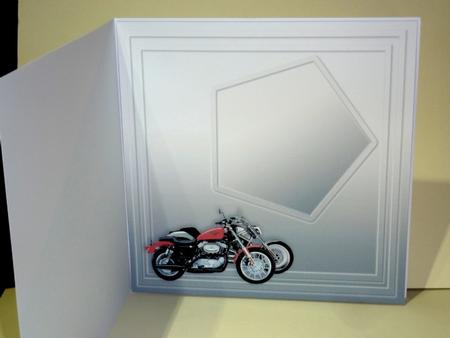 Motorbikes in a Blue Frame - 8in x 8in Insert Plate by Lynn Butters
