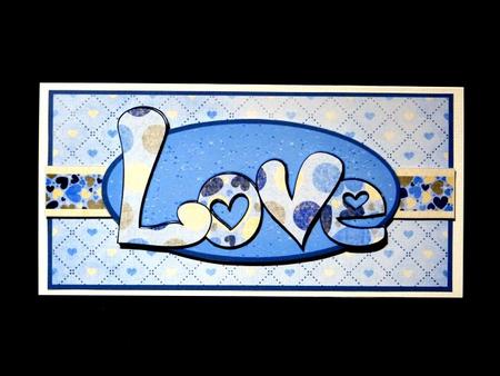 Love Hearts Dl Decoupage Card - Baby Blue by Lynn Butters