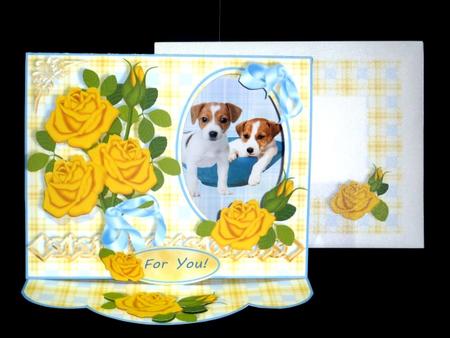 C-thru Easel 3D Card Kit - Jack Russell Puppies & Roses by Lynn Butters