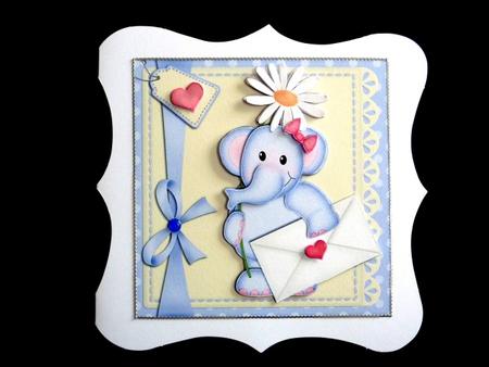 Lola Elephant's Daisy Quick Card N 3D Decoupage by Lynn Butters