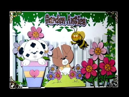 Cheeky Antics, Naughty Puppies in the Garden by Lynn Butters