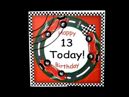 Red Racing Car 13 Today 6in Duo Corner Stacker by Lynn Butters