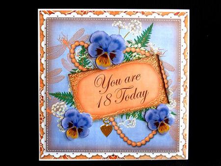 Blue Pansy Burnt You Are 18 Today 8in 3D Card Frame Kit by Lynn Butters