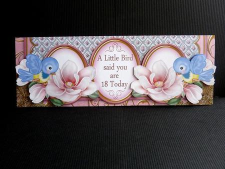 Pink Magnolia Bird Says You Are 18 Today Large Dl Card Kit by Lynn Butters
