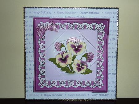Pansy on Butterfly Lace Twisted Spiral Side Stacker by Lynn Butters
