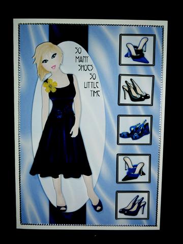 So Many Shoes So Little Time Decoupage Card - Sapphire by Lynn Butters