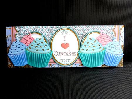 Blue Cupcakes I Love Cupcakes Large Dl Card Kit by Lynn Butters