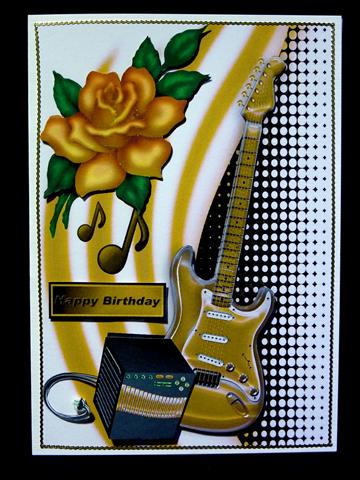 Gold Rose with Guitar and Amplifier by Lynn Butters