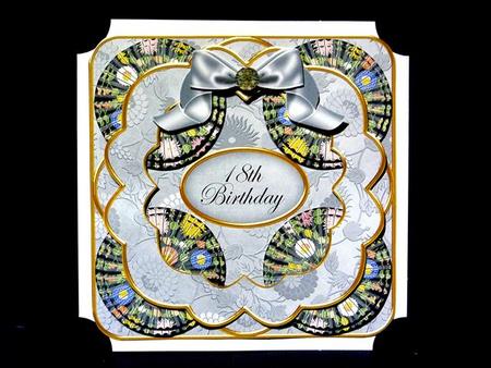 Black Oriental Flower 18th Birthday 3D Rosette 8in Card Kit by Lynn Butters