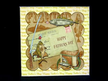 Vtea Happy Fathers Day Fishing 8in Scallop Decoupage Topper by Lynn Butters