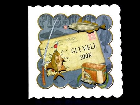 Black Fishing Get Well Soon 8in Decoupage Step by Step by Lynn Butters