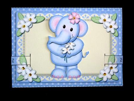 3D Lola Elephant Animated Moveable Decoupage Card Kit by Lynn Butters