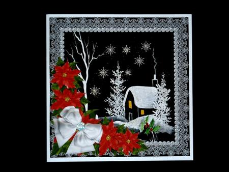 A Winters Night with Poinsettia and Bow by Lynn Butters