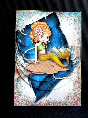 Mermaid Off-center Pyramid Card & Envelope Kit by Lynn Butters