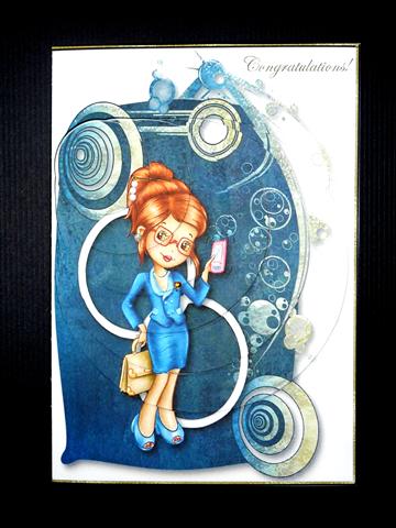 Business Woman Off-center Pyramid Card & Envelope Kit by Lynn Butters