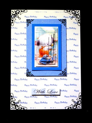 Happy Birthday Blue Background by Lynn Butters