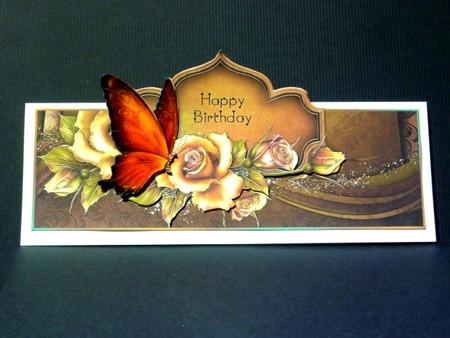 Autumn Roses and Butterflies Over the Top Large Card by Lynn Butters
