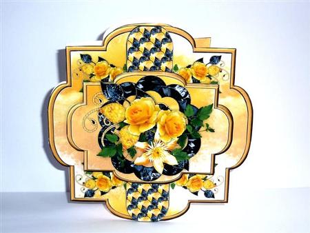Yellow Roses Shaped Layered Card by Lynn Butters