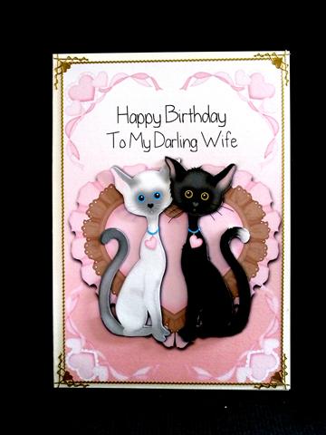 Happy Birthday My Darling Wife - Cats by Lynn Butters