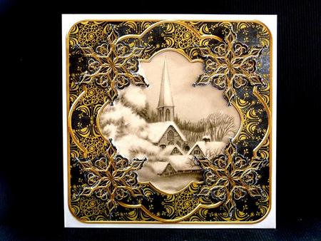 Dark Church Blk Gold Flake Fancy 8in Decoupage Cf Kit by Lynn Butters