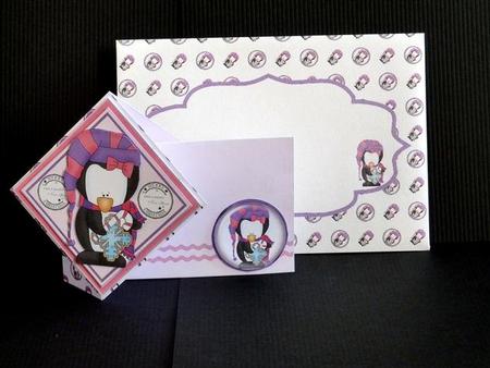 Penguin in Hat Twist Turn Card by Lynn Butters