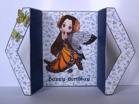 Orange Butterfly Cookie Triangle Front Gatefold by Lynn Butters