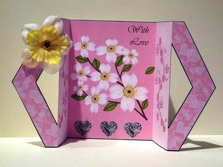 Pink Flowers and Diamonds Triangle Front Gatefold by Lynn Butters