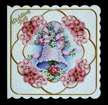 Wedding Bells Pink Lace Blossom Fancy Decoupage Topper by Lynn Butters