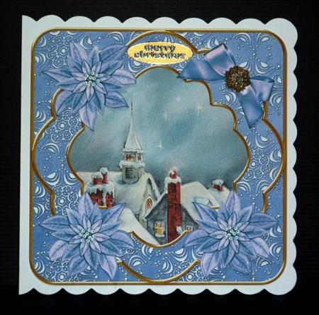 Blue Rooftops Poinsettia Fancy Decoupage Topper by Lynn Butters